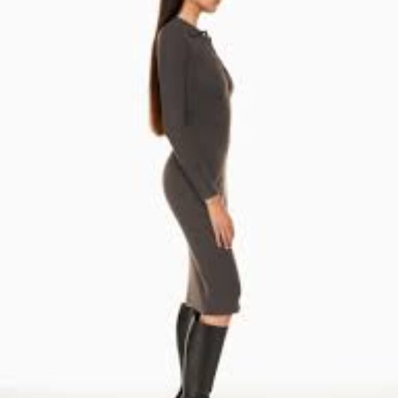 Aritzia Babaton Wolfgang midi brown long sleeve dress knit size Medium - Picture 2 of 8